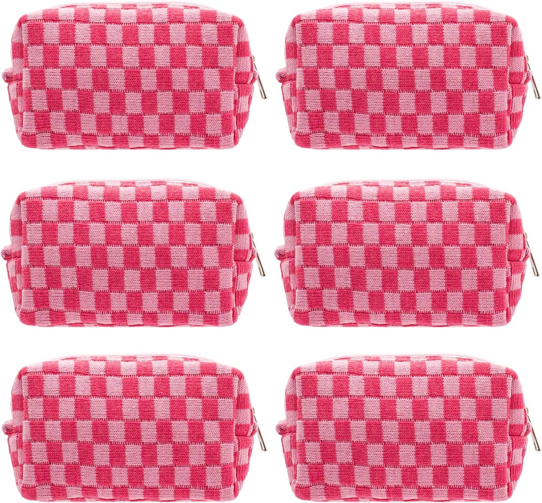 PAZIMIIK Checkered Makeup Bag for Purse Portable Zipper Make Up Pouch Small Cosmetic Case for Tra... | Amazon (US)