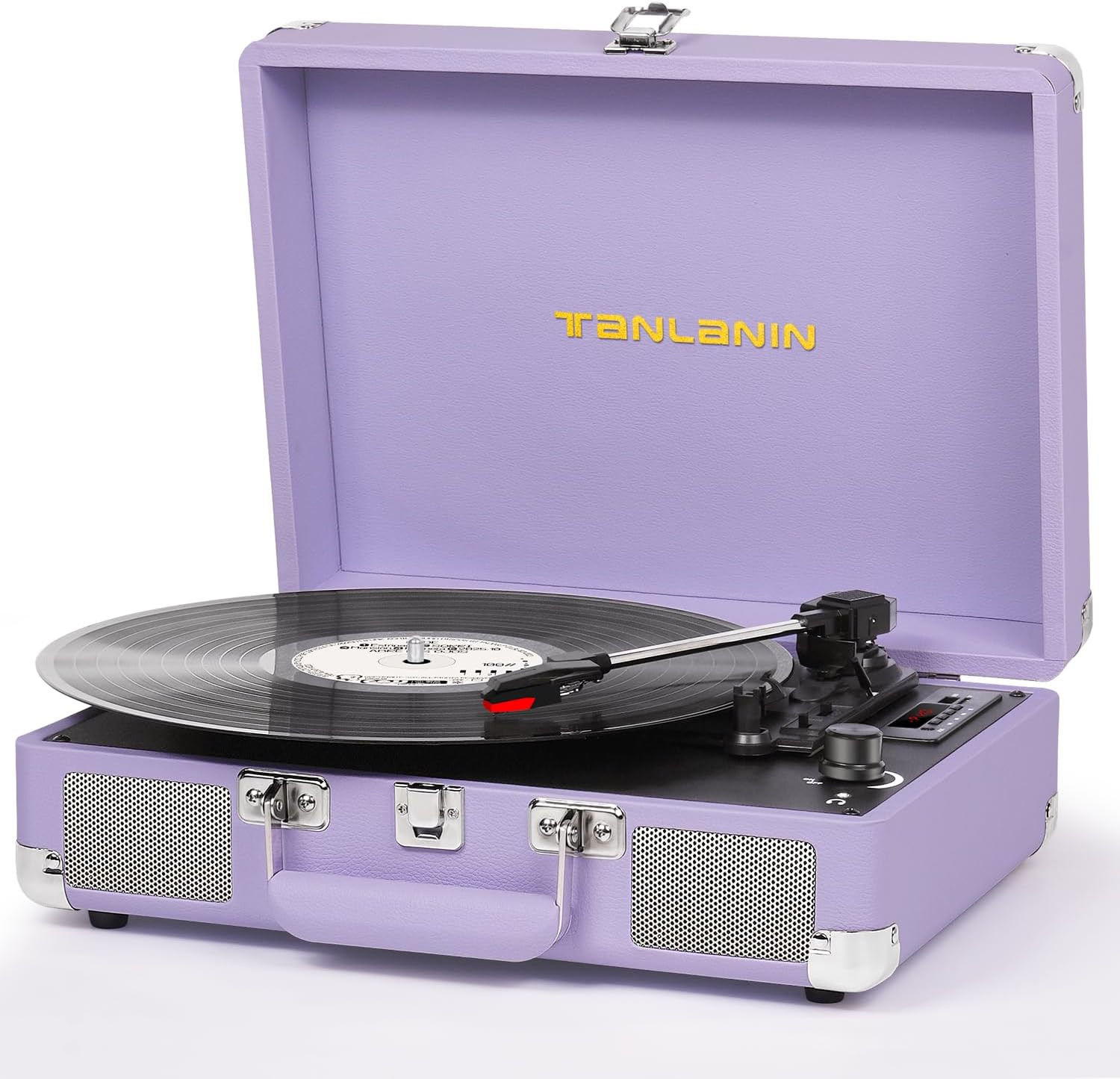 Vinyl Record Player with Built-in Speakers Vintage 3-Speed Portable Suitcase Bluetooth Turntables with USB Recording Belt-Driven LP Player Support AUX/RCA/Headphone Jack, Purple Leather | Amazon (US)