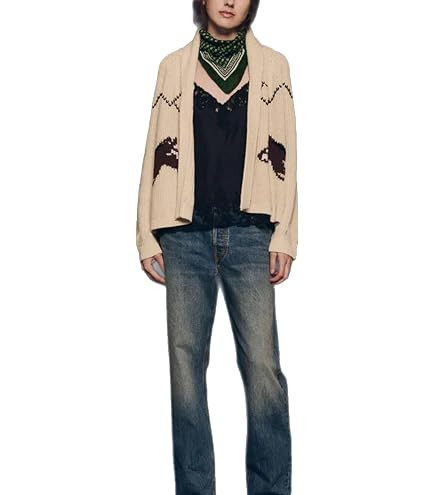 Women Graphic Knit Sweater Cardigan Long Sleeve Button Down Chunky Knitwear | Amazon (US)