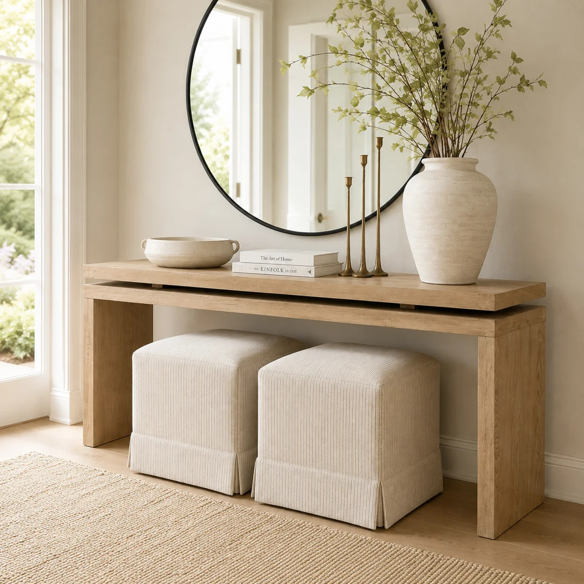 60" Farmhouse Console Table \u2013 Solid Wood & MDF Entryway Table(Antique Natural) | Wayfair North America