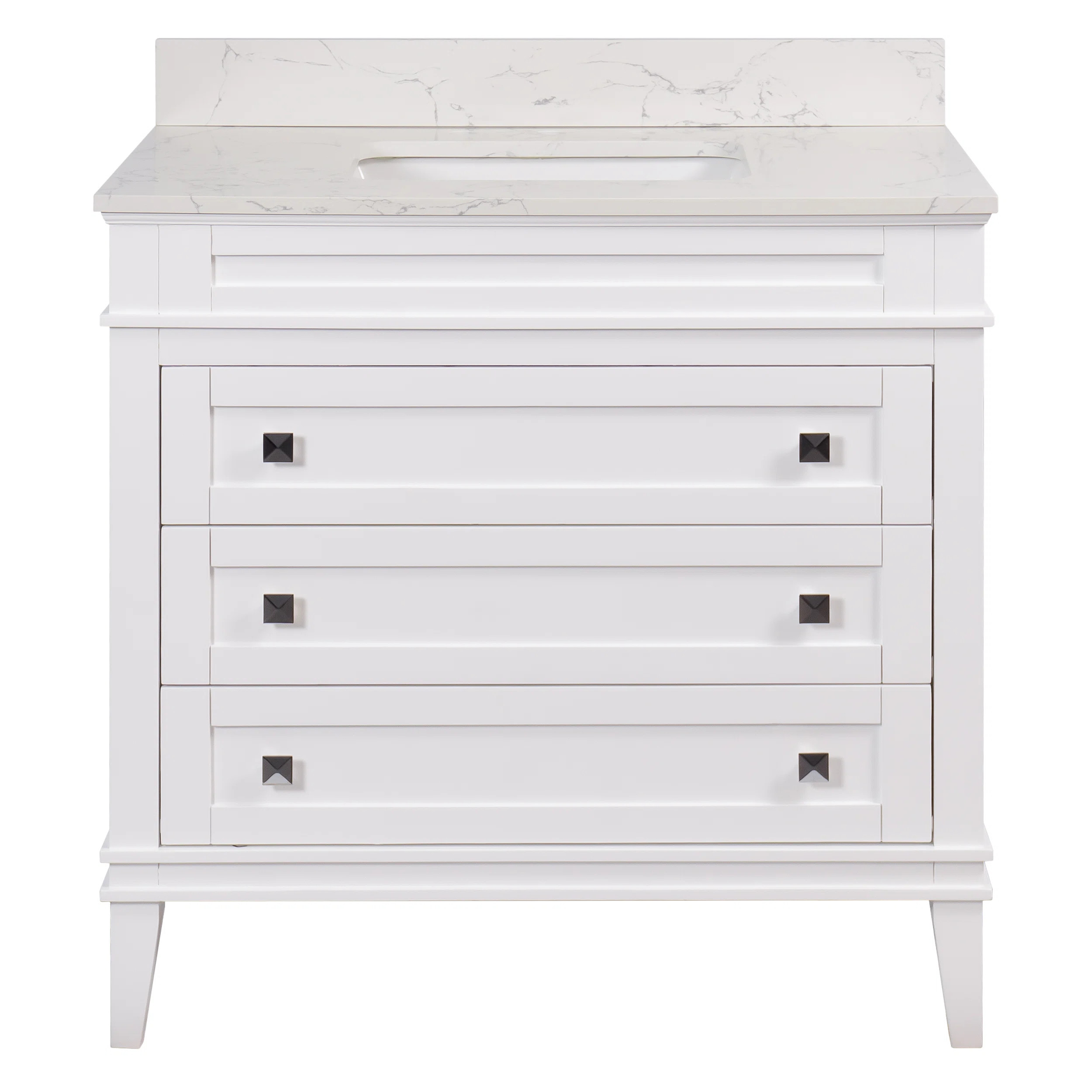 Frankfurt 36" Single Bathroom Vanity with White Cabinet and Engineered Marble Countertop | Wayfair North America
