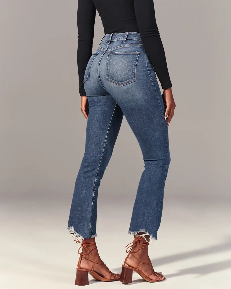 Curve Love High Rise Ankle Flare Jeans | Abercrombie & Fitch US & UK