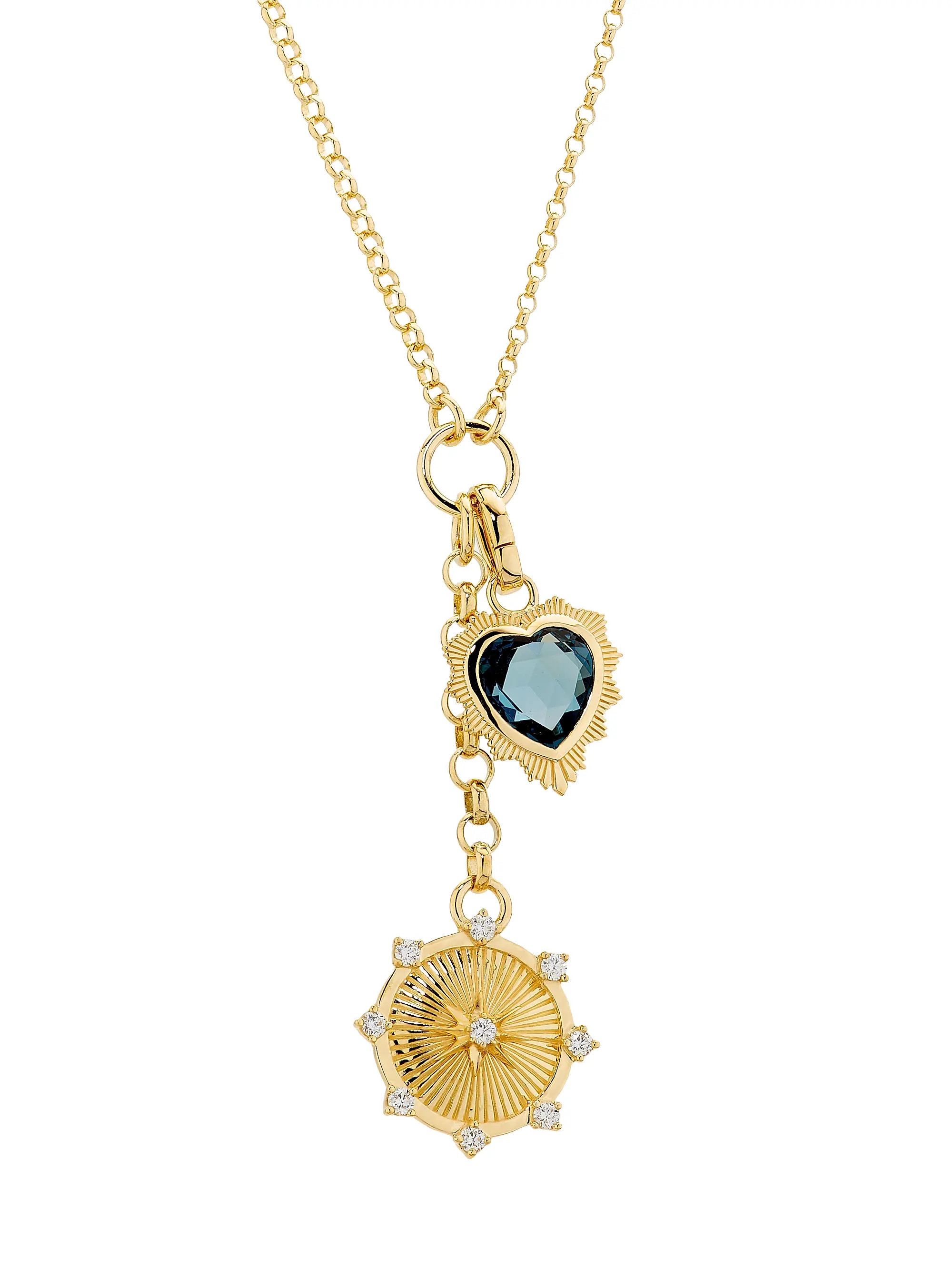 True Love & Internal Compass 18K Yellow Gold & TCW Diamond Small Mixed Belcher Chain Necklace | Saks Fifth Avenue