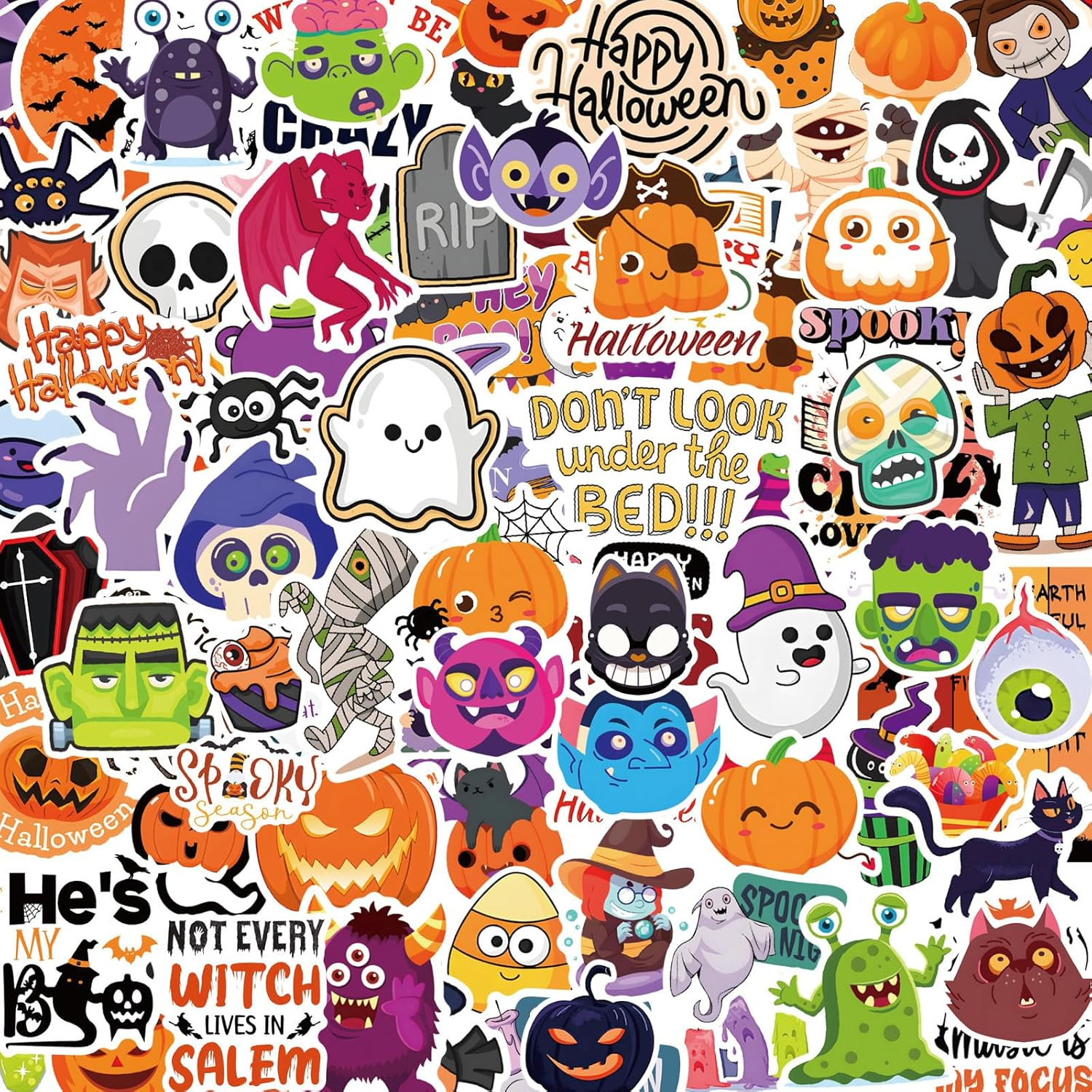 200PCS Halloween Stickers, Halloween Party Favors Stickers, Vinyl Waterproof Halloween Decorating... | Amazon (US)