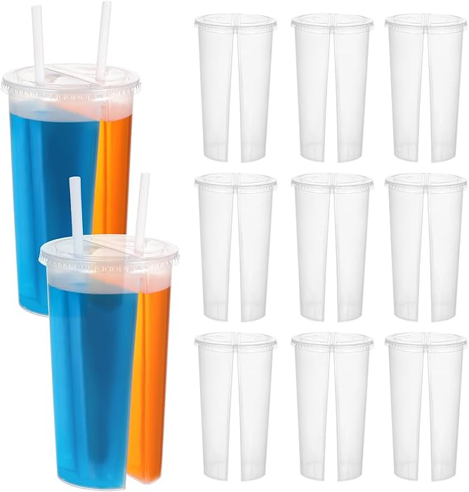 HEALLILY 20PCS Disposable Plastic Cup Round Shape Double Thicken Cup Couple Sharing Drinking Cup ... | Amazon (US)
