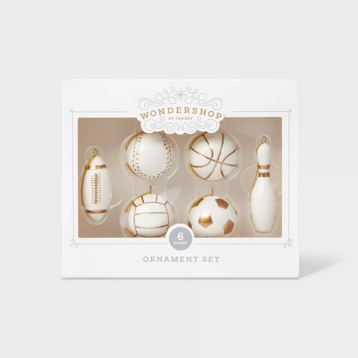 6pc Ceramic Sports Christmas Tree Ornament Set White - Wondershop™ | Target
