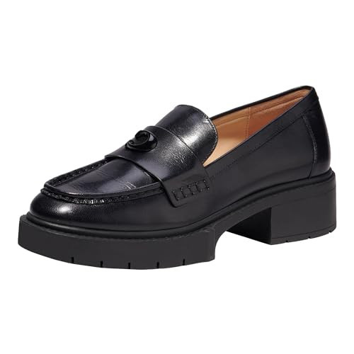 COACH Women's Flats Leah Loafer, Color Black, Size 7.5 | Amazon (US)