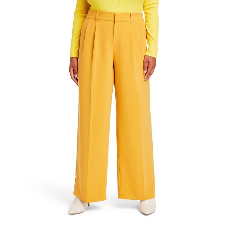 Women's High-Waist Wide Leg Tailored Trousers - Sergio Hudson x Target Yellow | Target