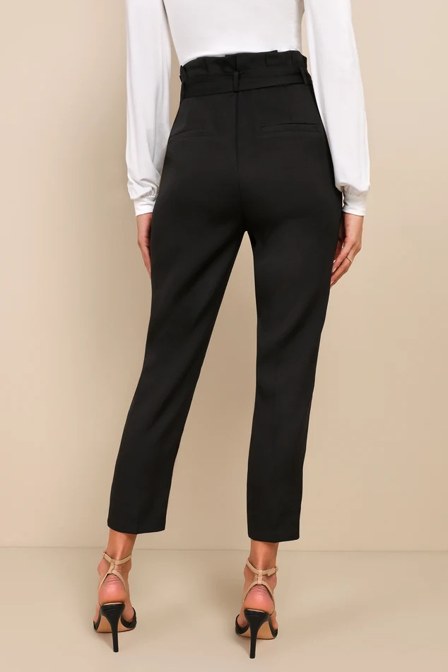 With Confidence Black Paper Bag Waist Pants | Lulus