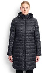 Women's Plus Size Petite Lightweight Down Coat-Black Print | Lands' End (US)