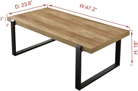 FOLUBAN Rustic Coffee Table,Wood and Metal Industrial Cocktail Table for Living Room, 47 Inch Oa... | Amazon (US)