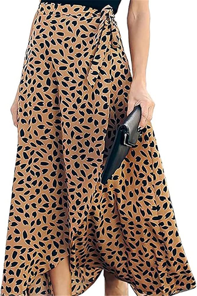 Y&YUAN Women Leopard Print Maxi Skirt High Waist Long Skirt | Amazon (US)
