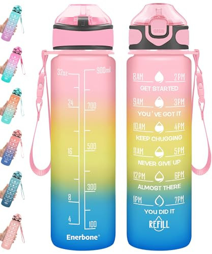Enerbone 32 oz Drinking Water Bottle with Times to Drink and Straw, Motivational with Carrying Strap, Leakproof BPA & Toxic Free, Ensure You Drink Enough Water for Fitness Gym Outdoor | Amazon (US)