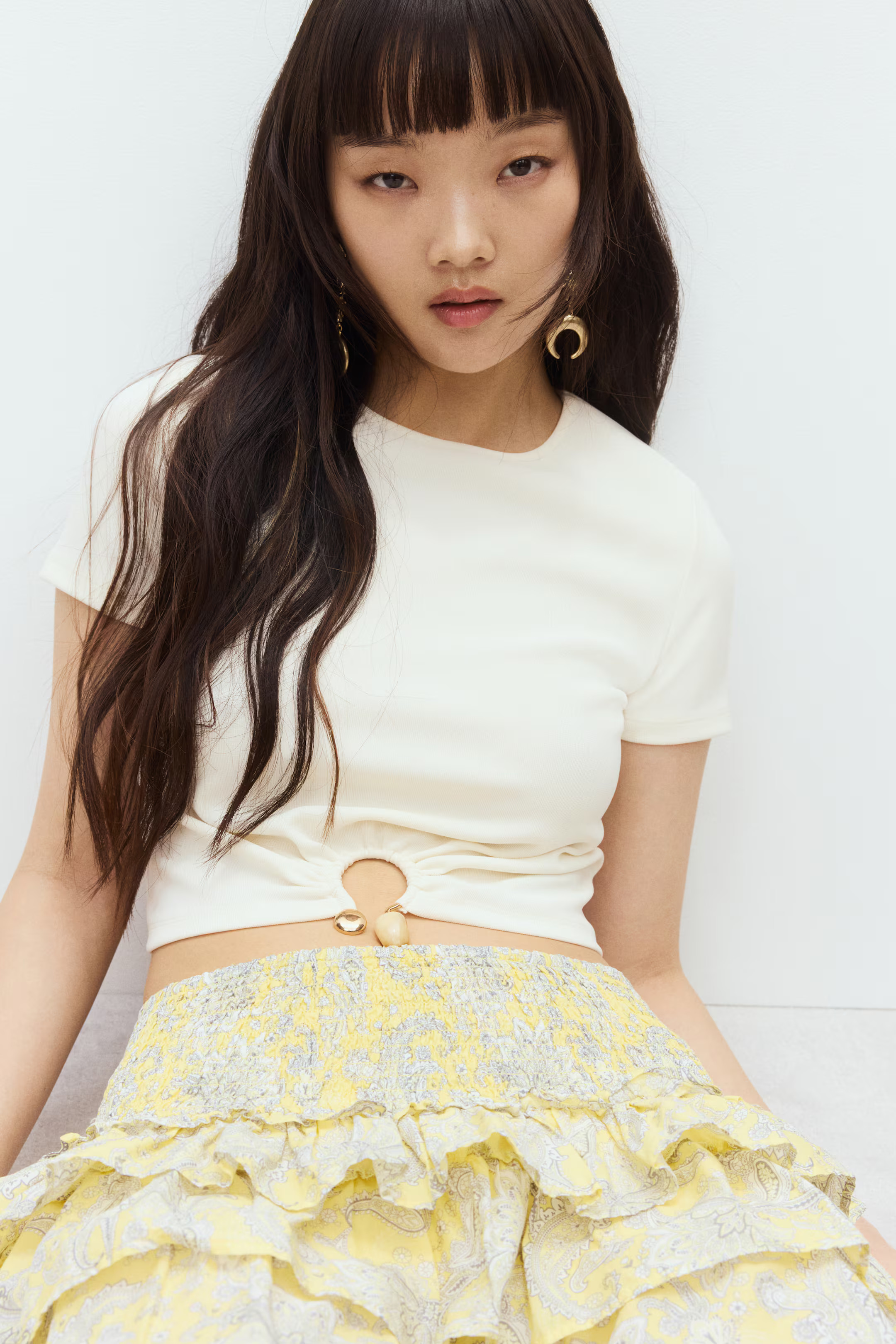 Bead-Detail Ribbed T-Shirt | H&M (US + CA)