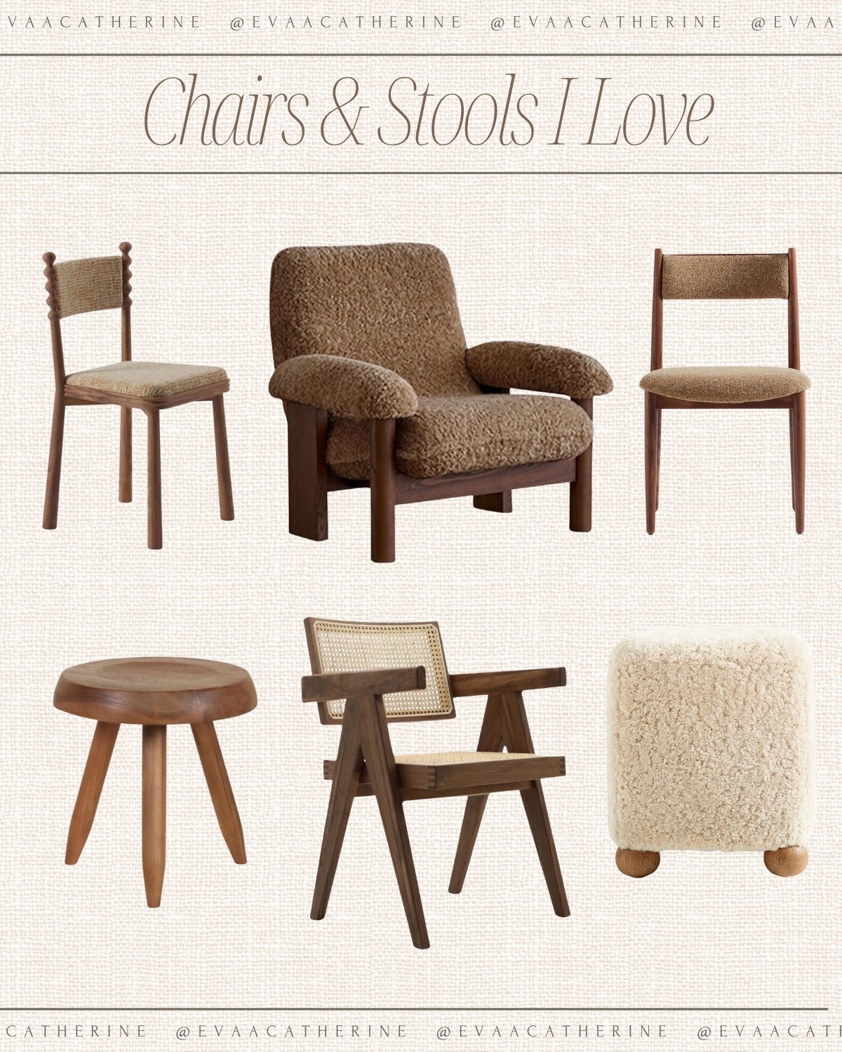 Textured neutrals + warm woods = my forever combo 🤎
Rounded arms, boucle finishes, cane details… these chairs and stools are giving cozy, sculptural, and timeless. If you’re styling a nook, office, or dining space—these are the ones. Linked all my current faves on LTK!

#LTKhome #interiordetails #neutraldecor #cozycorner #organicmodern #evachiclks #furniturefaves