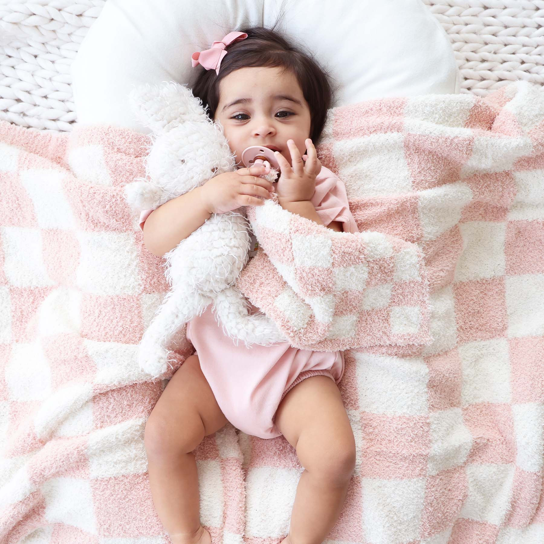 CuddleLane™ Luxe Blankets | Rose Check | Caden Lane