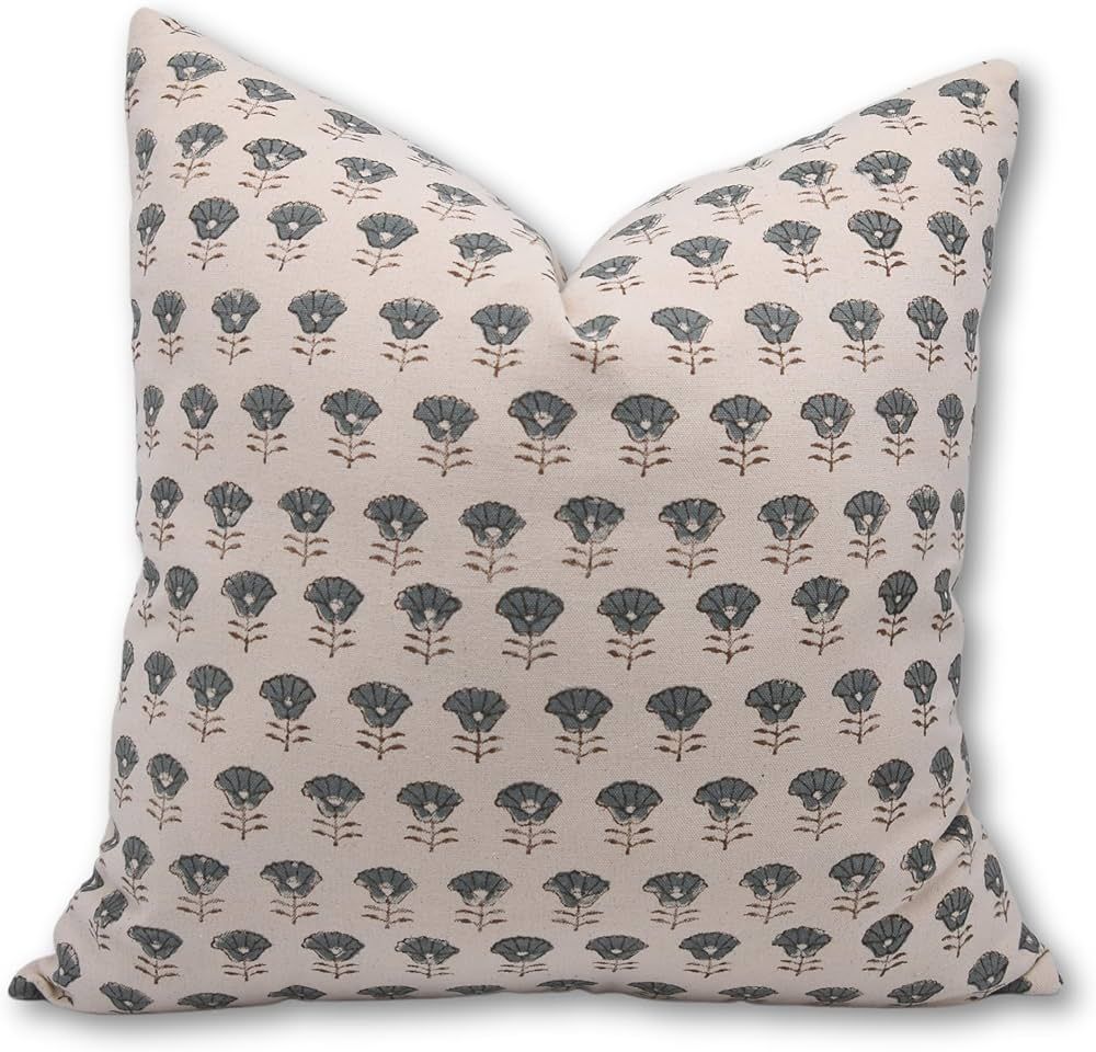 Fabritual Block Print Duck Canvas Cotton 20x20 Throw Pillow Covers, Decorative Handmade Pillow Co... | Amazon (US)