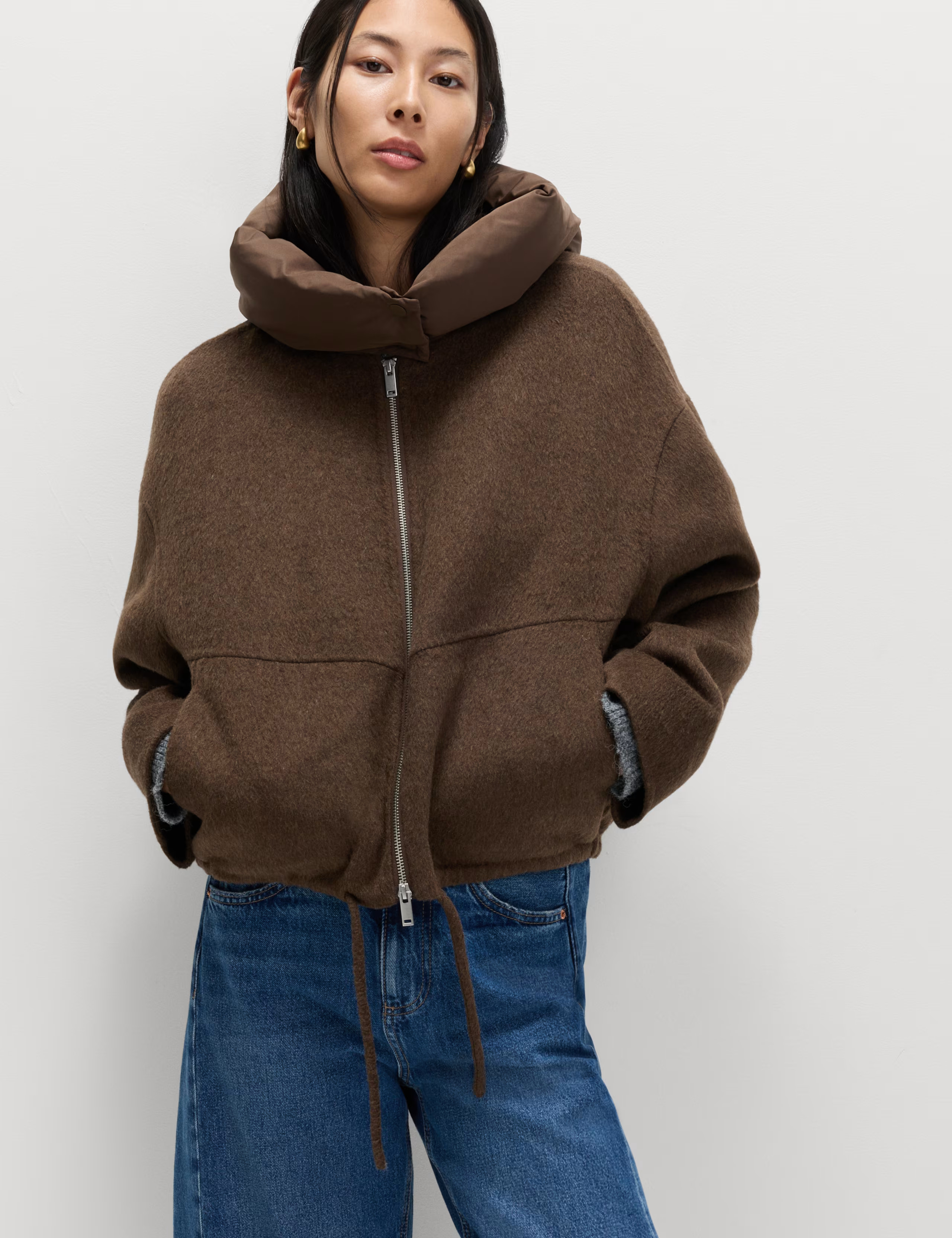Wool Blend Textured Padded Hood Jacket | Marks & Spencer (UK)