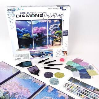 Diamond Painting Kit, Diamond Art Ready to Hang Framed Stretched Canvas-Mystical Garden 14 in. x 21 in. | The Home Depot
