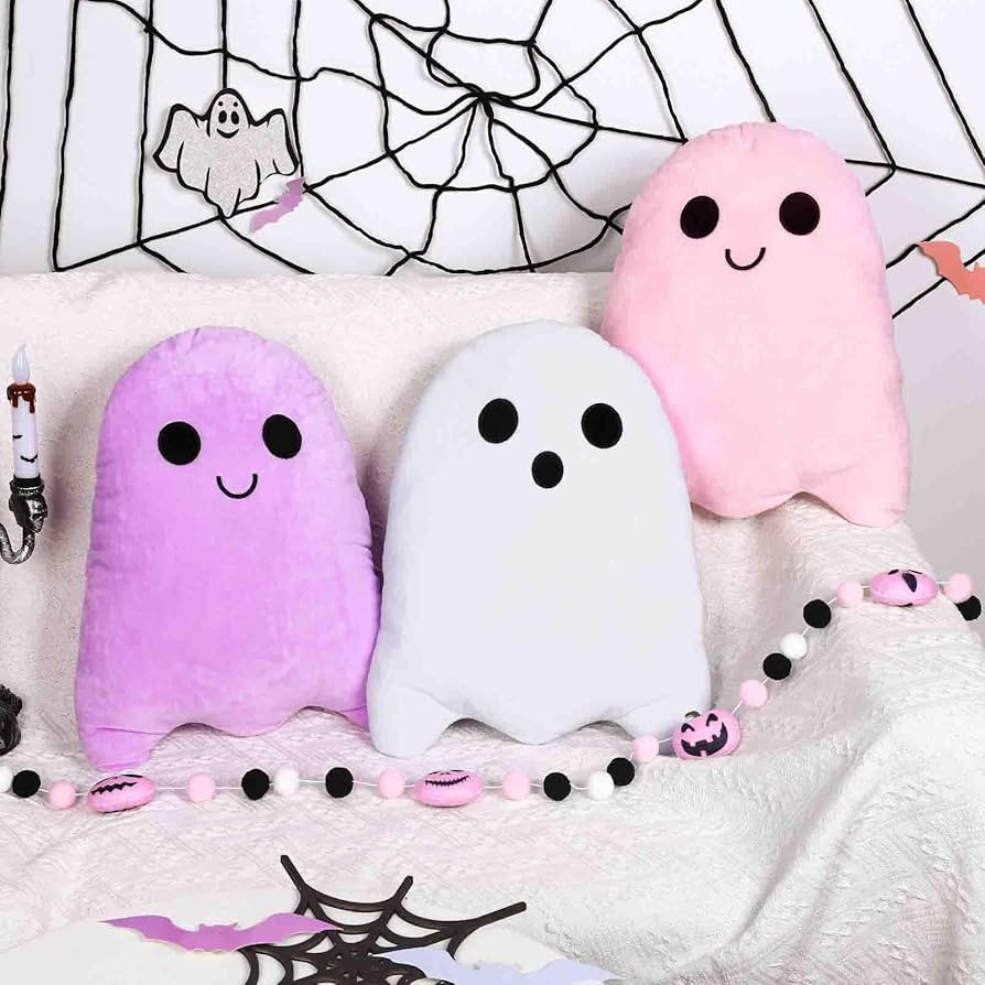 Whaline 3Pcs Halloween Pillows Cute Ghost Shaped Throw Pillow Colorful Ghost Decorative Plush Sof... | Amazon (US)