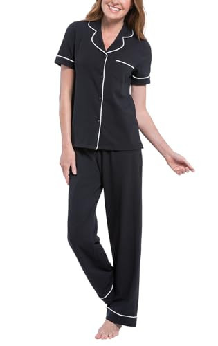 PajamaGram Pajama Set for Women - Black Pajamas for Women, Black, M, 8-10 | Amazon (US)