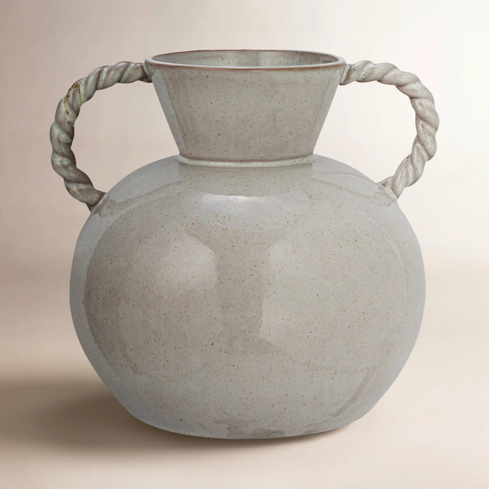 9.25 Inches Stoneware Vase with Twisted Handles and Reactive Glaze | Wayfair North America
