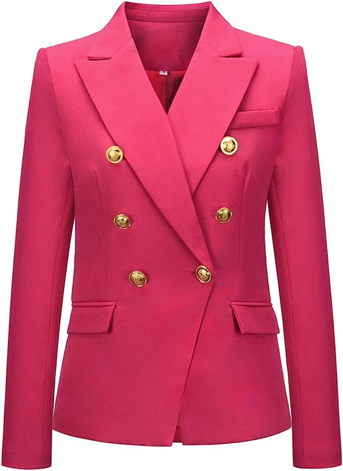 chouyatou Women's Vintage Double Breasted Slim Fit Dress Suit Blazer Jacket | Amazon (US)