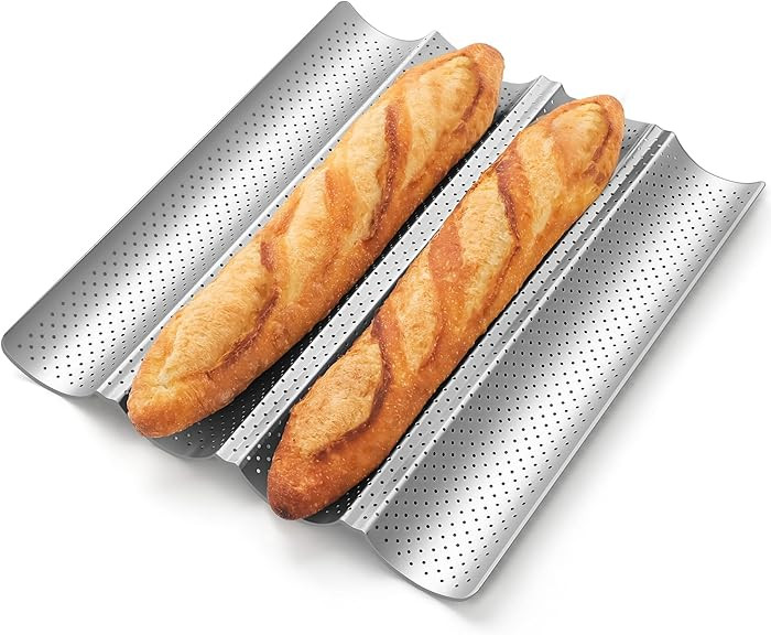 Baguette Bread Pan, Premium Nonstick Perforated Baguette Pan for French Bread Baking, 4 Loaves Ba... | Amazon (US)