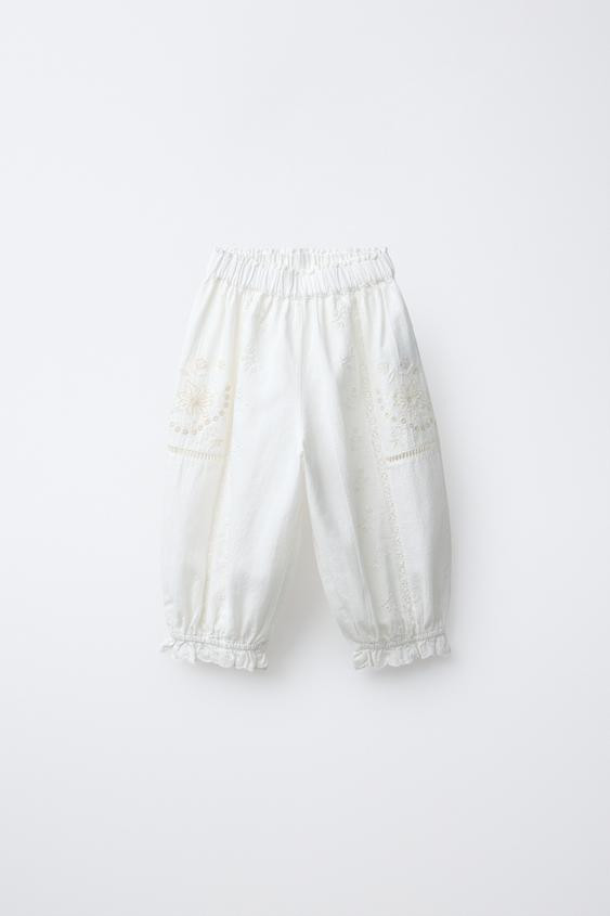 EMBROIDERED JOGGER PANTS WITH COTTON AND LINEN | Zara US