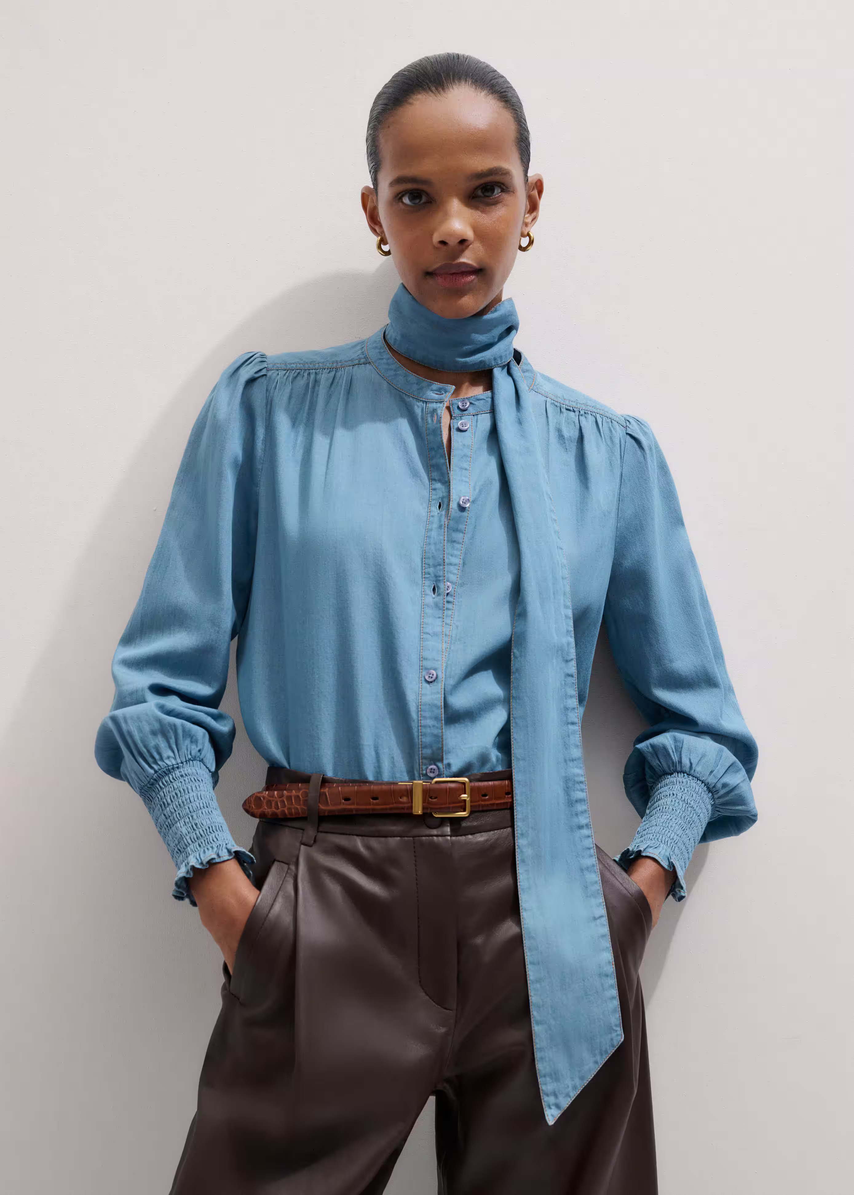 Straight Blouse + Tie Cotton | ME+EM US