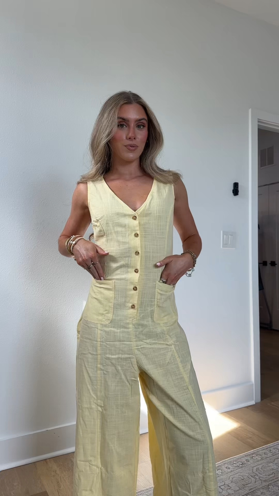 Amazon size XS Yeokou Women Button Down Jumpsuits Cotton Linen Sleeveless Casual Wide Legs Rompers Loose Overall with Pockets

#LTKSeasonal #LTKSaleAlert #LTKootd