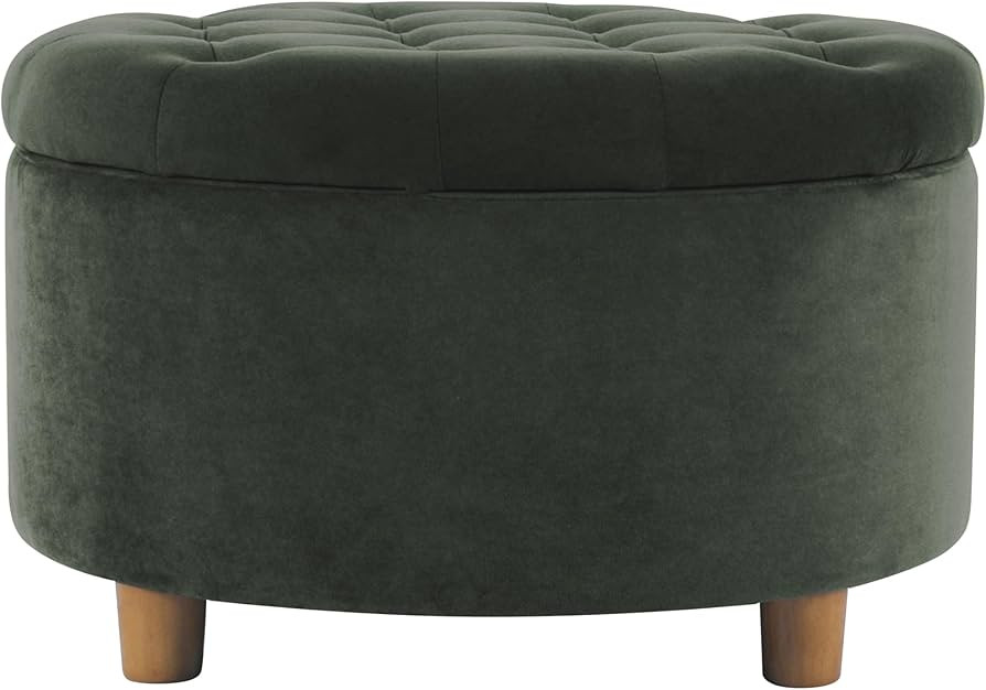 HomePop Home Decor | Large Button Tufted Velvet Round Storage Ottoman | Ottoman with Storage for ... | Amazon (US)