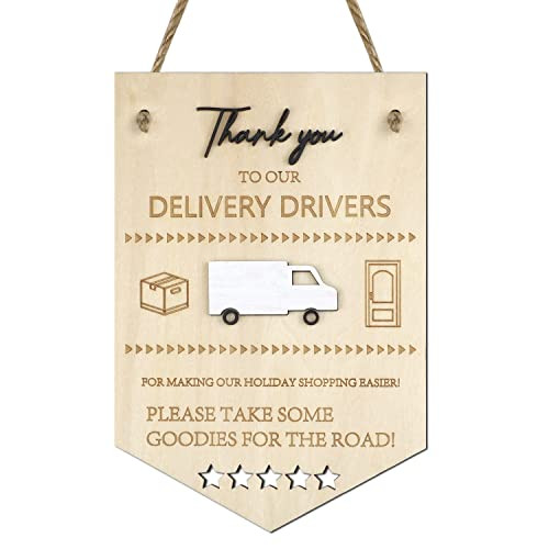 Thank You Delivery Driver Sign Delivery Driver Snack Wooden Door Sign for Christmas and Holidays | Amazon (US)