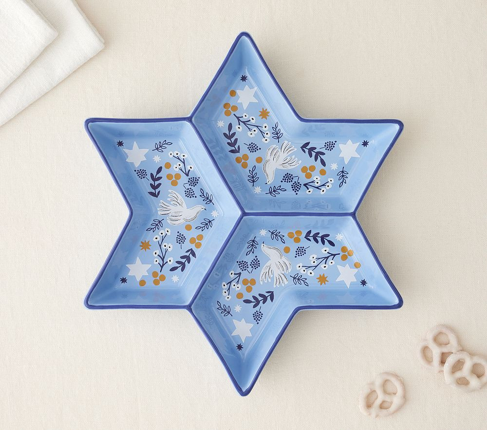 Rifle Paper Co. Hanukkah Shaped Divided Ceramic Platter | Pottery Barn Kids