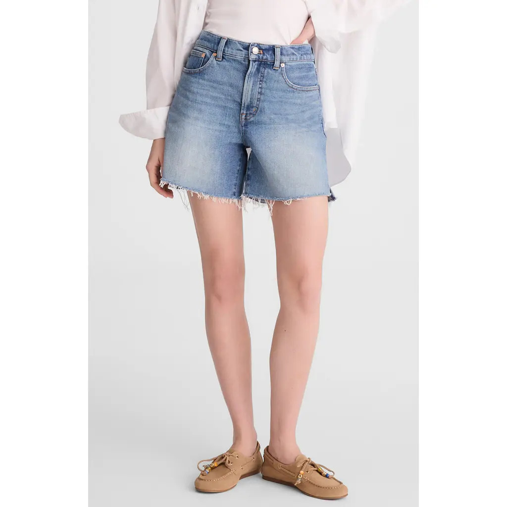 Madewell The Perfect Vintage Mid Length Denim Shorts in Midvale Wash at Nordstrom, Size 32 | Nordstrom