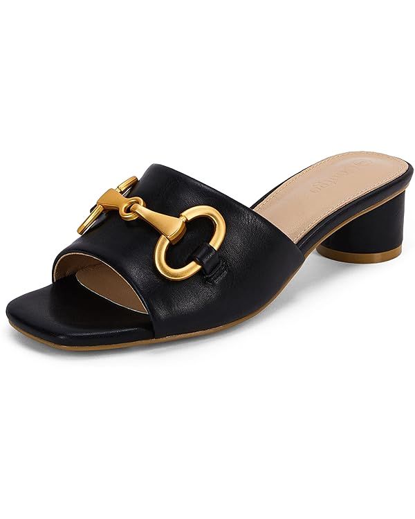 Coutgo Women's Sandals, Round Heel Peep Toe Slides, Single Band Comfortable Mules Chunky Slip-on ... | Amazon (US)