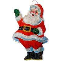 Christmas Tree Ornament Santa Decoration, Vintage Imagery Green Glitter Sparkles, Jolly Claus Gift Holiday Handmade Recycled Ooak Ephemera | Etsy (US)