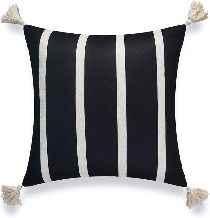 Hofdeco Modern Boho Moroccan Indoor Outdoor Pillow Cover ONLY for Backyard, Couch, Sofa, Black St... | Amazon (US)