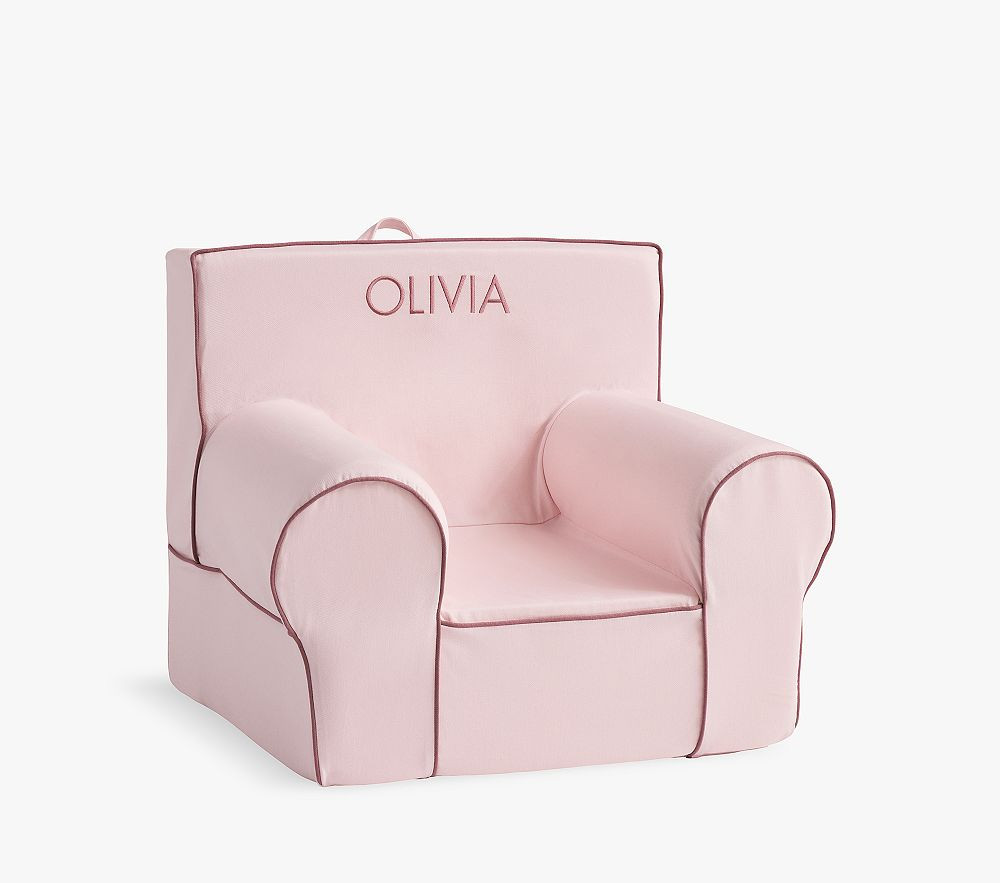 Anywhere Chair®, Pearl Twill with Soft Berry Piping Slipcover Only | Pottery Barn Kids