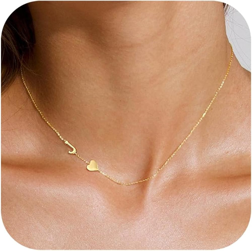 TOBENY Dainty Gold Initial Necklaces for Women,14k Gold Plated Sideways Letter Necklace Personali... | Amazon (US)
