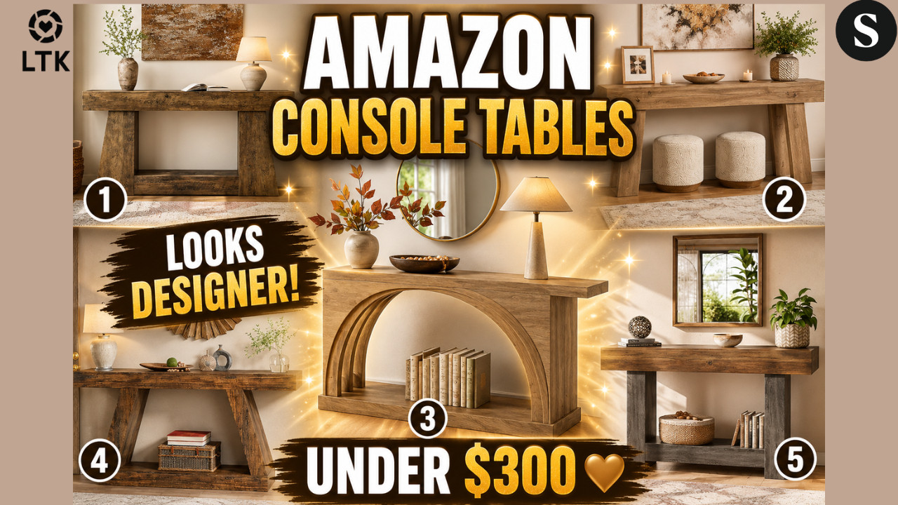 Amazon Console Tables That Look Custom Built 🤎 | Luxury Entryway Furniture Finds

Looking for a beautiful entryway table without spending designer furniture prices? 🤎
Today I'm sharing gorgeous Amazon console tables that look custom built and high-end. From extra-long farmhouse sofa tables and arched entryway tables to fluted storage consoles, these Amazon finds can instantly elevate your hallway, foyer, living room, or behind-the-couch styling.
These are some of the best luxury-look-for-less furniture finds I've discovered recently!

✨ Which one would you put in your home?


🤎 Shop all of my favorite Amazon furniture and home decor finds on my ShopMy and LTK!
✨ Follow me on LTK for daily affordable luxury home inspiration
✨ Browse my curated Amazon collections and designer-look-for-less finds on ShopMy
✨ All links are listed below
✨ Like, Comment, and Subscribe for more home decor inspiration and Amazon finds!


🛍️Amazon Storefront:
https://amzn.to/43K7XQb


🛍️ShopMy:
https://shopmy.us/shop/collections/5881163


🛍️LTK: 


#amazonfinds
#amazonhome
#amazonfavorites
#consoletable
#entrywaydecor
#foyerdecor
#livingroomdecor
#luxuryhome
#homedecor
#interiordesign
#amazonmusthaves
#farmhousestyle
#neutralhome
#designerinspired
#amazonfurniture


amazon console table, amazon furniture finds, entryway table ideas, foyer table decor, farmhouse console table, extra long console table, sofa table behind couch, amazon home decor, luxury home decor, narrow entryway table, hallway table ideas, rustic console table, farmhouse furniture, designer inspired furniture, living room furniture ideas, affordable luxury home decor, amazon home finds, console table styling
 

 #LTKdayinmylife #LTKOver40 #LTKHome