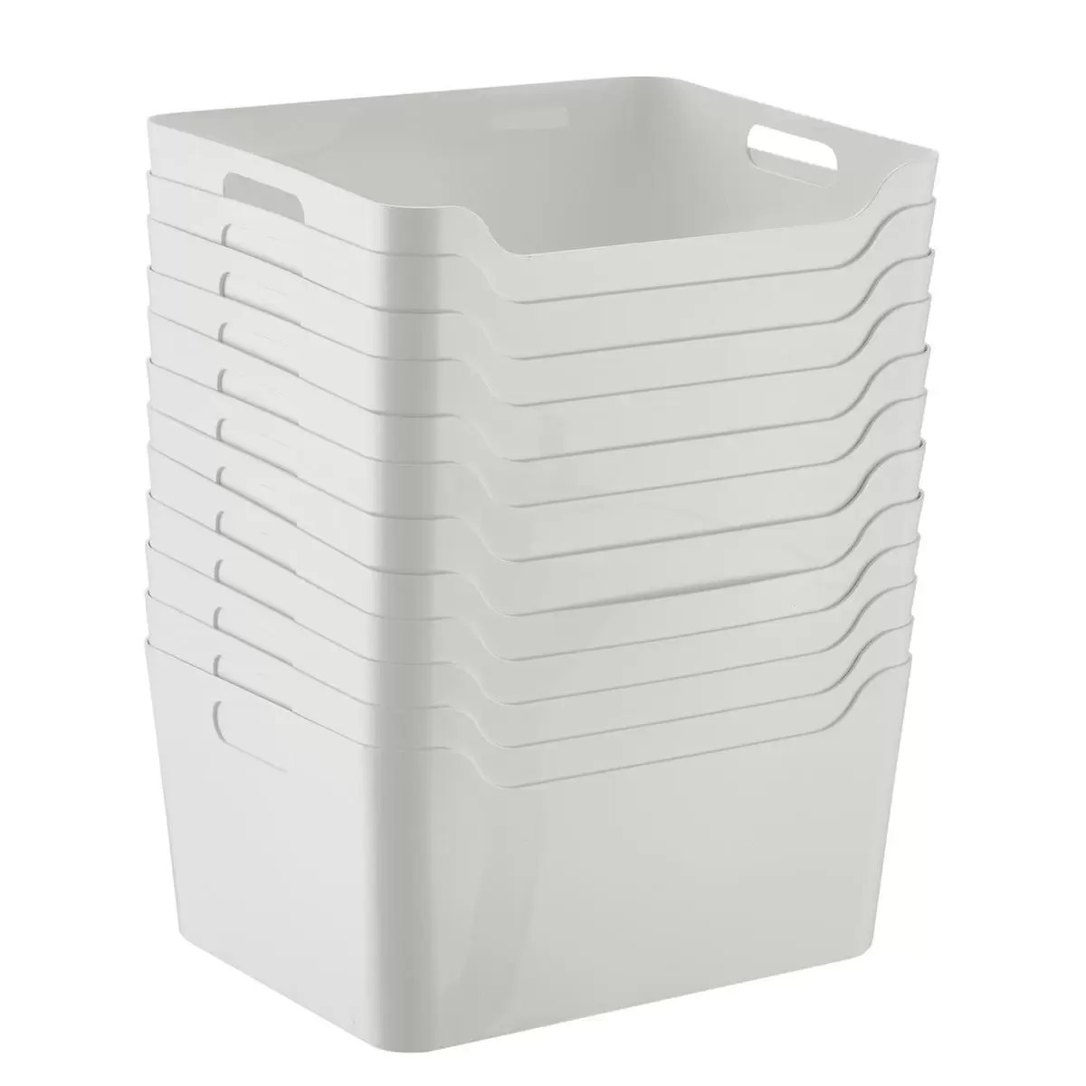 Case of 12 Medium Plastic Bins w/ Handles White | The Container Store