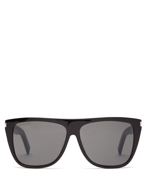 Saint Laurent - Flat-top Acetate Sunglasses - Womens - Black | Matches (US)