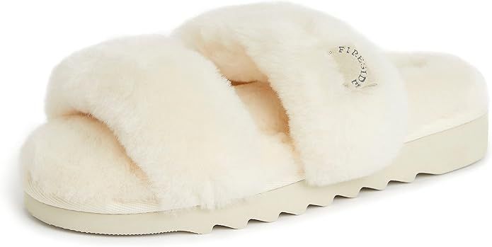 Dearfoams Women's Fireside Benalla All Over Shearling Double Band Easy on/Off Slide Slipper | Amazon (US)