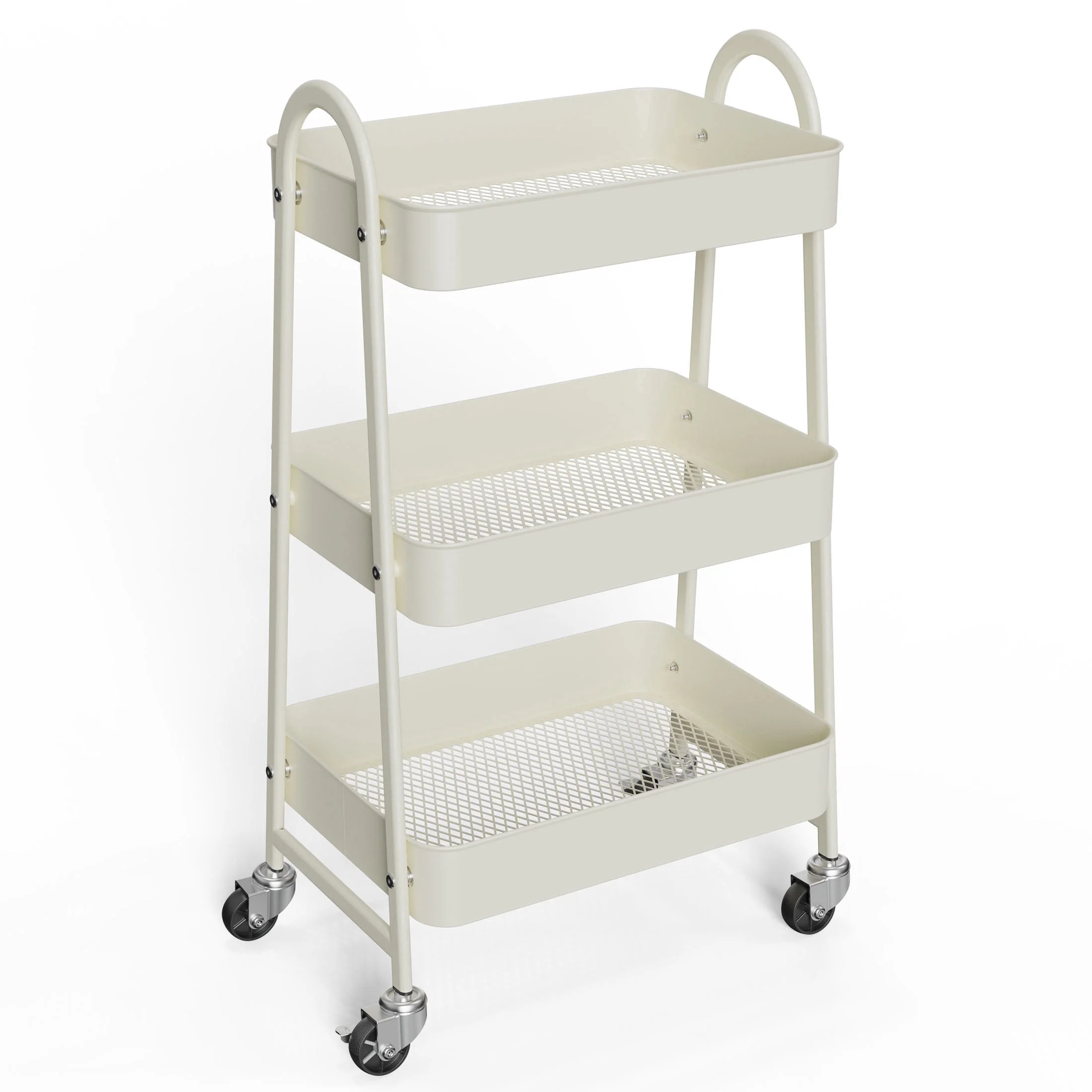 edx 3 Tier Rolling Cart, Metal Utility Storage Cart with Lockable Wheels for Livingroom, Bathroom... | Walmart (US)