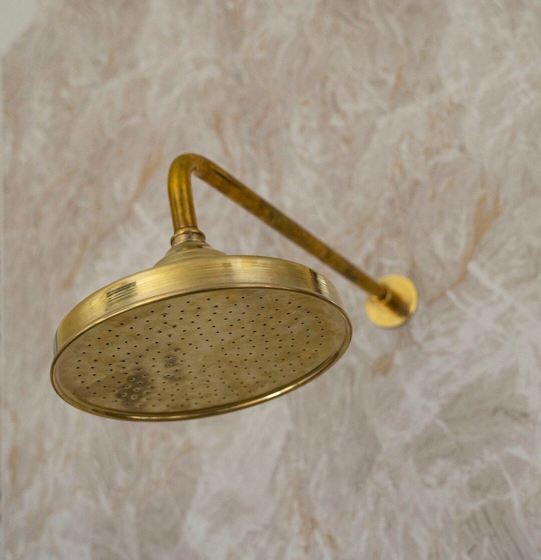 Natural Brass Shower Head Solid Brass Shower Head Outdoor - Etsy | Etsy (US)