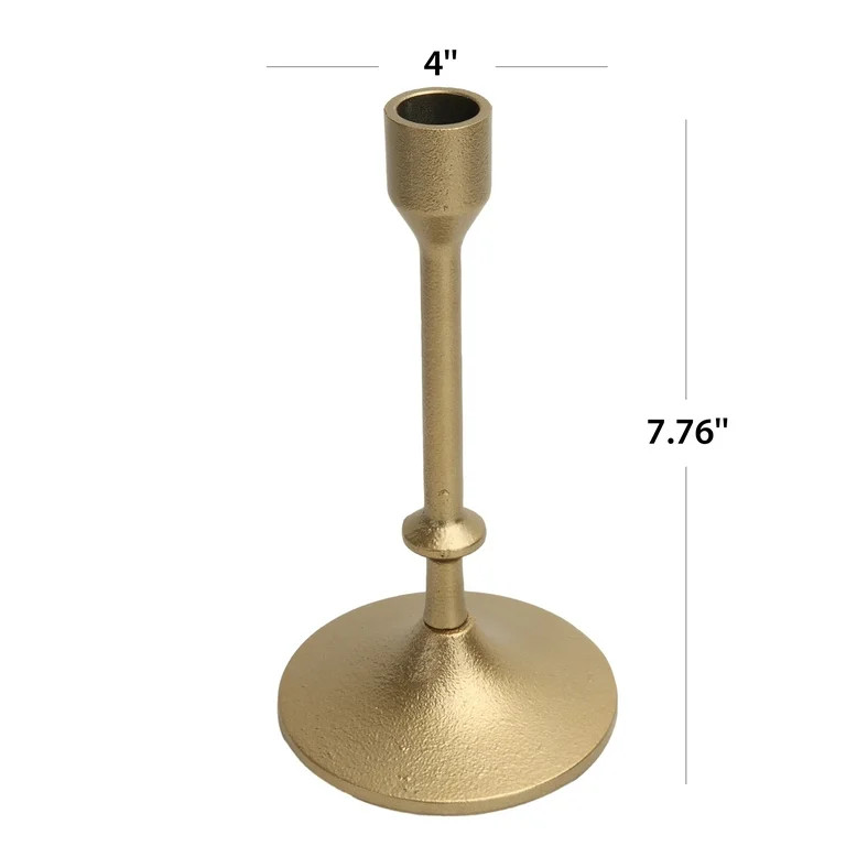 Better Homes & Garden 7.8" Decorative Gold Cast Iron Taper Candle Holder, Large - Walmart.com | Walmart (US)