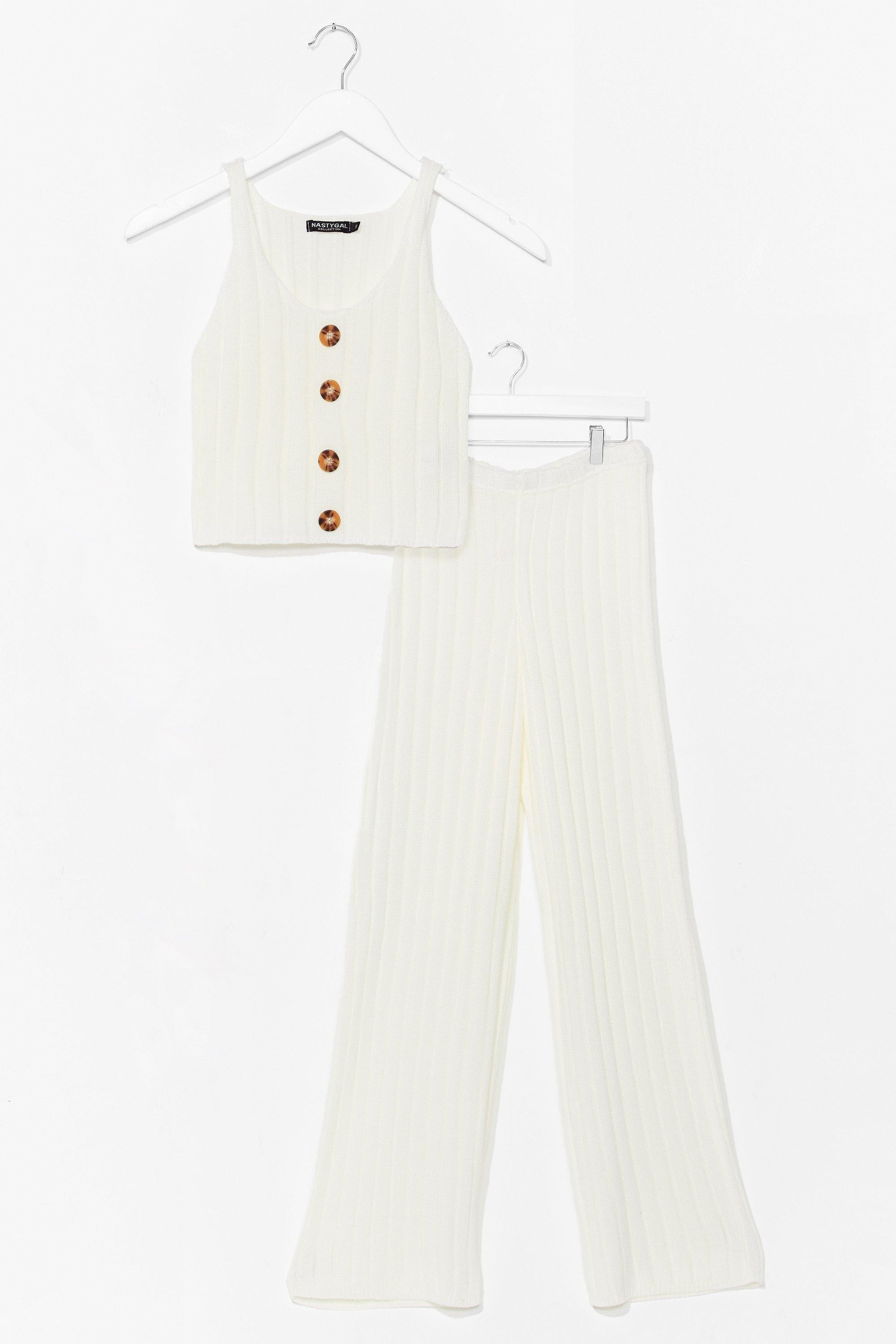 Rib Knitted Button Detail Vest + Wide Leg Lounge Set | NastyGal (US & CA)