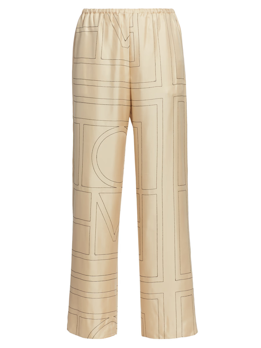 Monogram Stitch Silk Pants | Saks Fifth Avenue