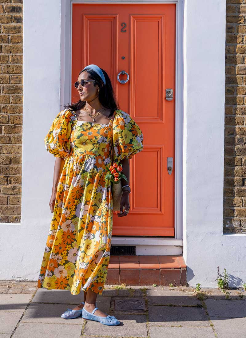 Zeena X Joanie - Emma Marigold Floral Puff Sleeve Midaxi Dress | Joanie